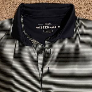 Mizzen + Main x Peter Millar blue striped golf polo
